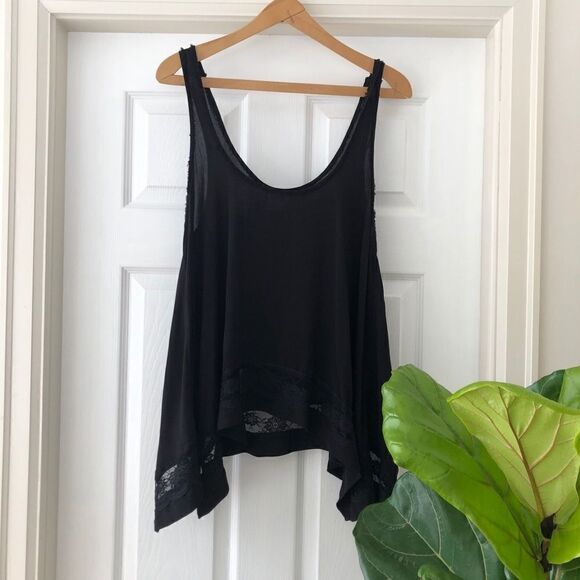 Free People Black Lace Handkerchief Hem Tank - Picture 10 of 11